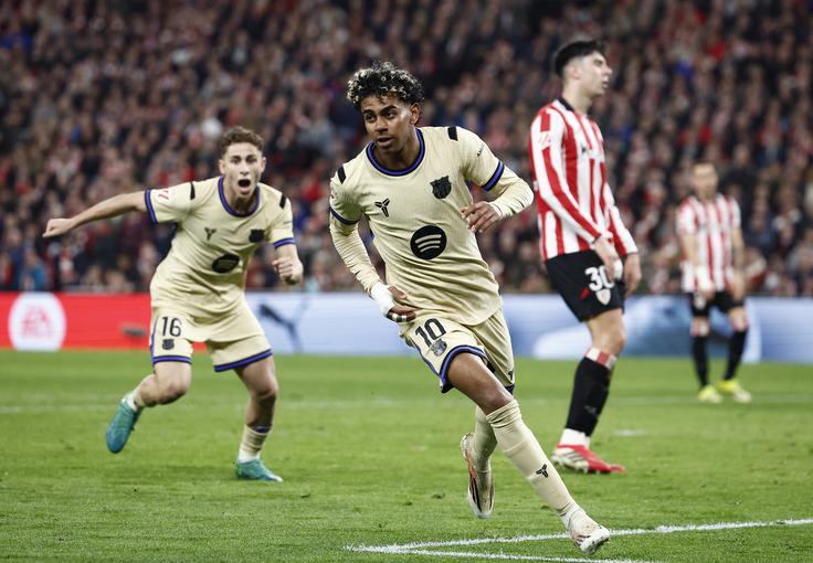 Lamine Yamal je popeljal Barcelono do zmage v Bilbau. | Foto: Reuters