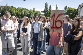 Protest študentov na Aškrčevi.