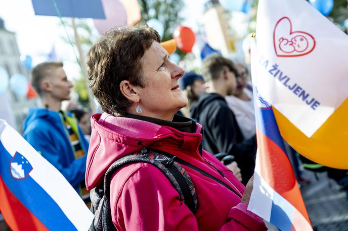 Pohod za življenje | Organizatorji iz Zavoda mreža za življenje in enakopravnost so kot letošnje geslo izbrali misel, da srce bije že dvaindvajseti dan po spočetju. Fotografija je nastala na enem od preteklih shodov. | Foto Ana Kovač