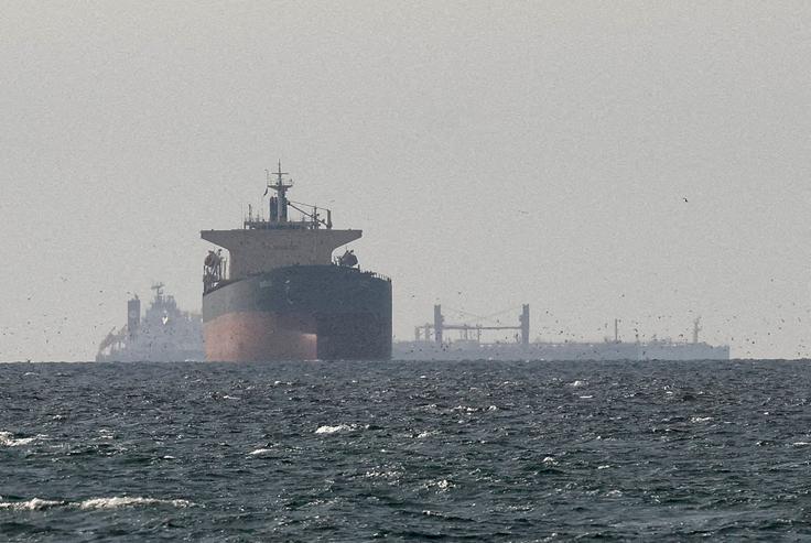 Manjši konvoj plovil, vključno s tremi velikimi tankerji za utekočinjeni naftni plin, pluje skozi iranski del ožine. | Foto: Reuters