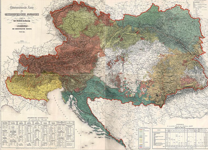 Avstrijsko cesarstvo leta 1855. | Foto: commons.wikimedia.org