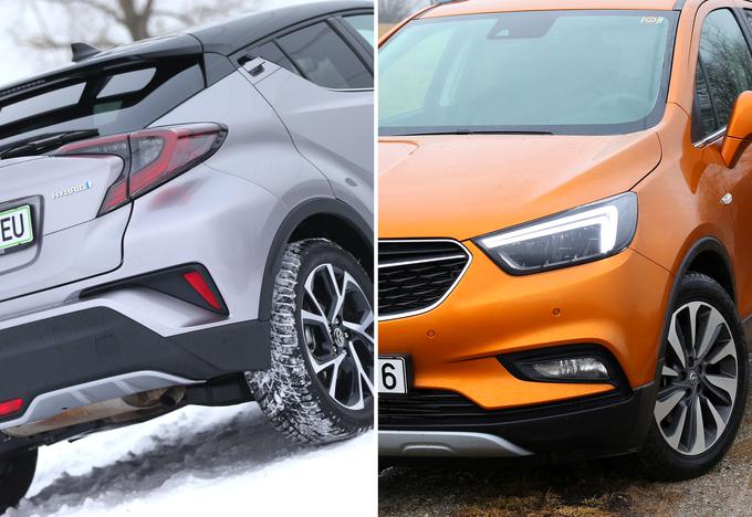Novi toyota C-HR (levo) in prenovljena opel mokka X. Japonski avtomobil je v tem razredu novinec, Opel pa je od leta 2012 prodal že več kot 400 tisoč mokk. | Foto: Gregor Pavšič