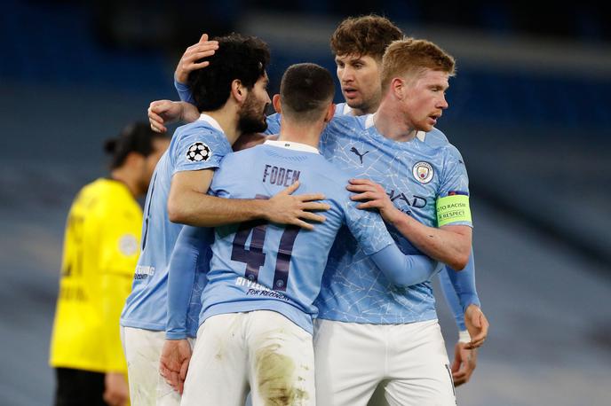 Man City | Manchester City si je po zaslugi zadetkov Phila Fodna in Kevina de Bruyna zagotovil tesno zmago nad Borussio. | Foto Reuters