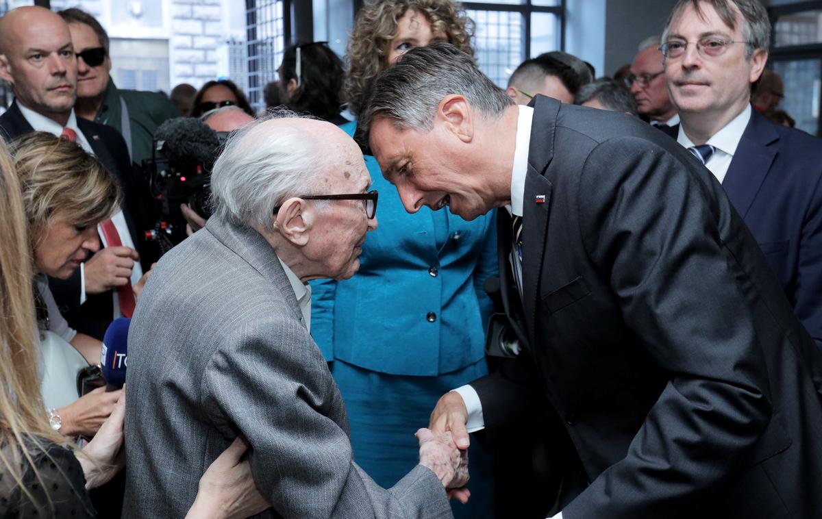 Obletnica požiga Narodnega doma | V Trstu so se spomnili fašističnega požiga Narodnega doma. Na fotografiji predsednik republike Borut Pahor in pisatelj Boris Pahor. | Foto STA