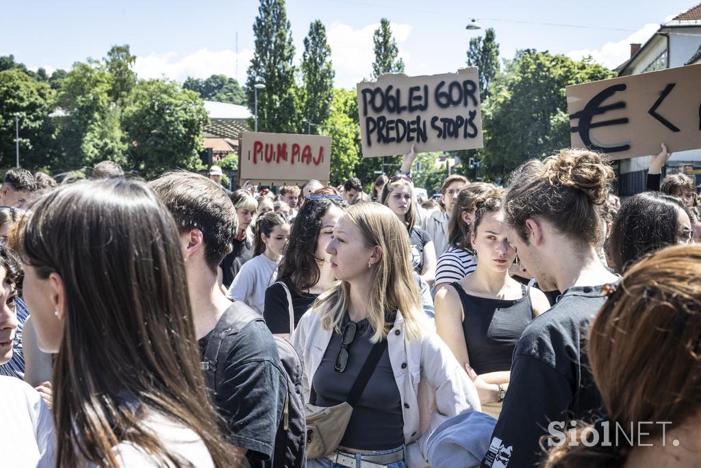 Protest študentov na Aškrčevi.