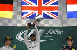 Hamilton zmagovalec kaotične dirke v Braziliji, prvak bo znan v Abu Dabiju