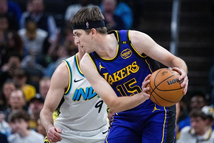 Austin Reaves je v tej sezoni zelo razpoložen na tekmah z Indiano. Lakersi so drugo četrtino dobili z rezultatom 40:22. | Foto: Reuters