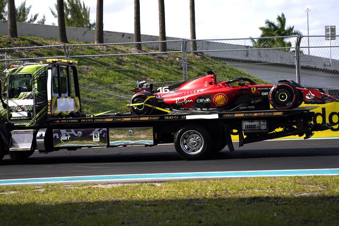 Miami Chalres Leclerc Ferrari | Charles Leclerc je ta konec tedna že dvakrat zletel v zaščitne gume. | Foto Guliver Image