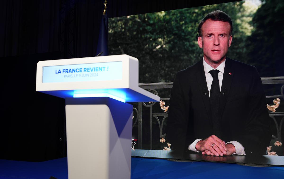 Emmanuel Macron | Po hudem porazu na volitvah je Macron razpustil parlament in za 30. junij sklical predčasne volitve. To je državljanom sporočil v večernem nagovoru.  | Foto Guliverimage