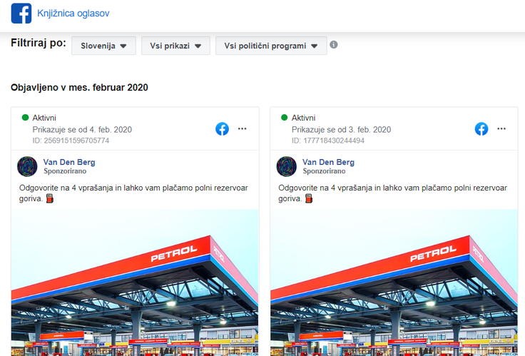 Profili, ki širijo lažno nagradno igro, imajo zvečine manj kot deset sledilcev. Ustvarjeni so bili izključno z namenom objavljanja sponzoriranih vsebin. Mrežo mečejo zelo široko - njihov edini kriterij za doseganje uporabnikov v Sloveniji je namreč, da so starejši od 18 let. | Foto: Matic Tomšič