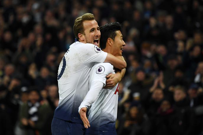 Harry Kane | Veselje Harrya Kanea in Heung-Min Sona ob zmagi Tottenhama nad Chelseajem. | Foto Getty Images