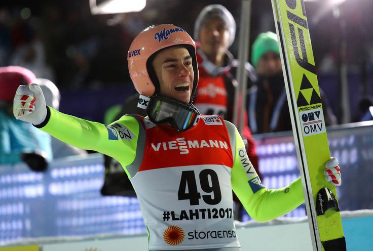 Avstrijec Stefan Kraft je skočil do zlate medalje. | Foto: Reuters
