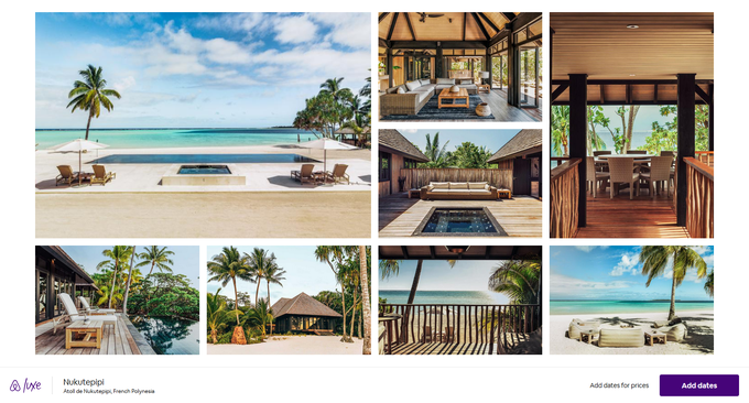 Najdražja med možnostmi na Airbnb Luxe je zasebni atol v francoski Polineziji, imenovan Nukutepipi, za katerega je treba odšteti slabih 900 tisoč evrov na teden in v 21 sobah sprejme 52 gostov. Na njem pa so tudi štirje bazeni. | Foto: zajem zaslona/Diamond villas resort