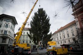 Novoletna smreka v Ljubljani Prešernov trg
