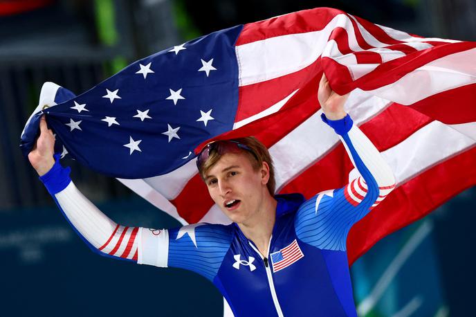 Jordan Stolz | Ameriški hitrostni drsalec Jordan Stolz je velik navijač Tadeja Pogačarja. | Foto Reuters