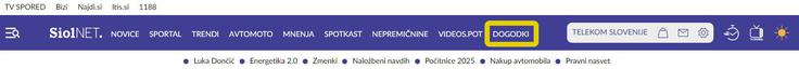 Dostop do podstrani Dogodki je mogoč prek bližnjice na naslovnici. | Foto: Siol.net