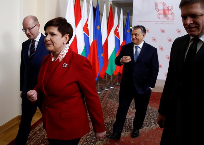 Premierji držav Češke, Poljske, Madžarske in Slovaške na zadnjem srečanju višegrajske skupine | Foto: Reuters
