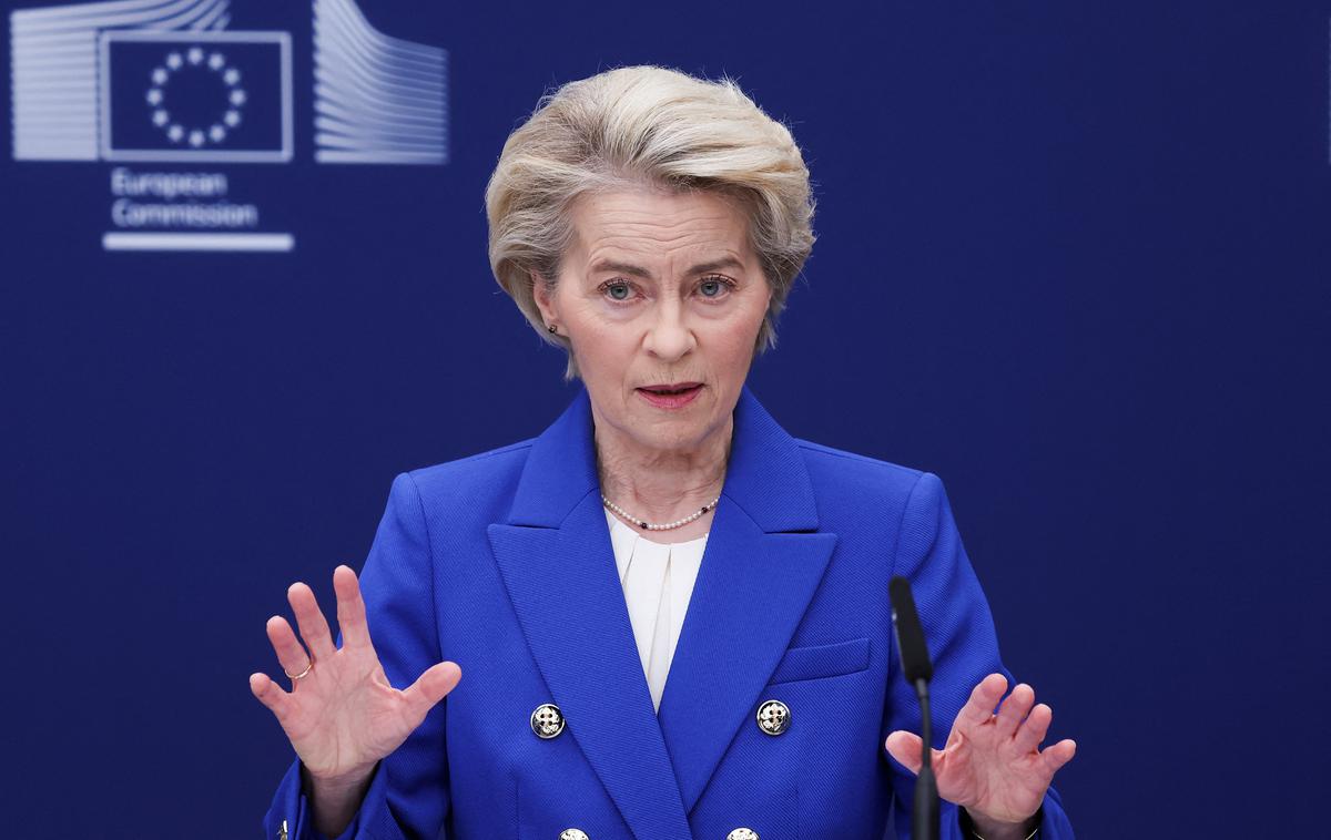 Ursula von der Leyen | Predsednica Evropske komisije Ursula von der Leyen je posvarila  pred po njenih besedah napačnim prepričanjem, da bo vse tako kot nekoč, saj da so geopolitične napetosti prevelike. | Foto Reuters