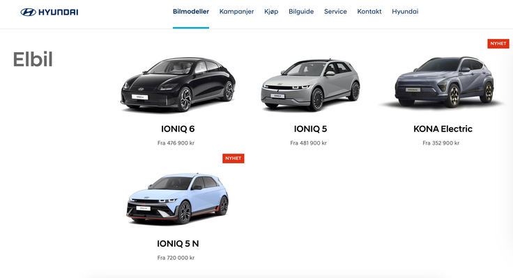 Primer ponudbe Hyundaija na Norveškem - prodajajo štiri električne modele. | Foto: Hyundai