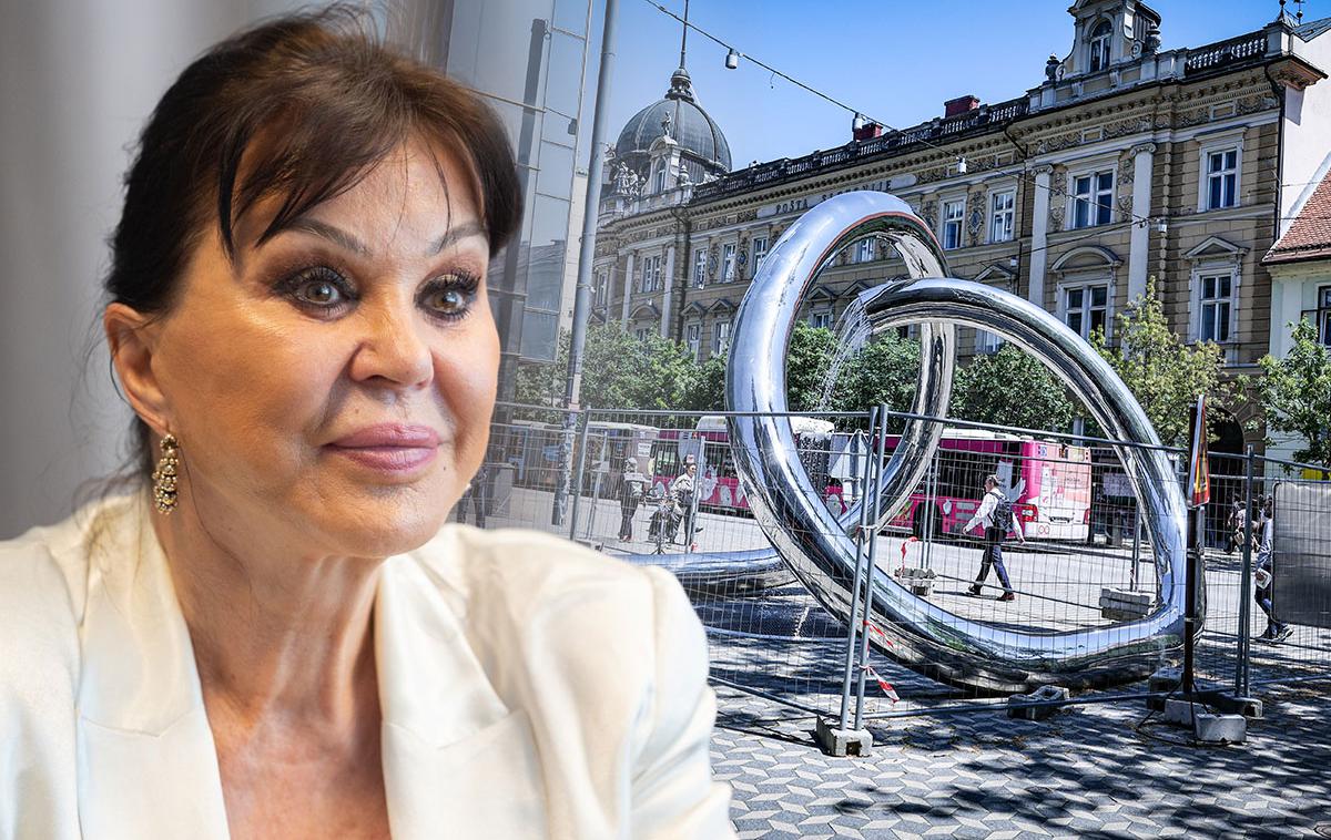 Miša Molk, vodnjak | Miša Molk meni, da objekt na Slovenski cesti deluje nasilno v tem prostoru in da ga najprej začutiš kot oviro. | Foto STA , Ana Kovač