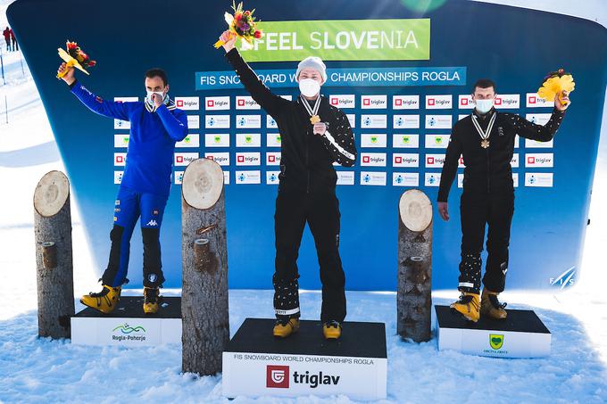 Zmagovalna trojica: srebrni Roland Fischnaller, zlati Dimitrij Loginov in bronasti Andrej Sobolev | Foto: Grega Valančič/Sportida