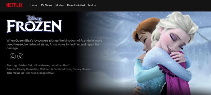 To pomeni, da si z Netflixovo naročnino ne bo več mogoče ogledati Ledenega kraljestva (Frozen) ali Vojne zvezd.  | Foto: Matic Tomšič / Posnetek zaslona