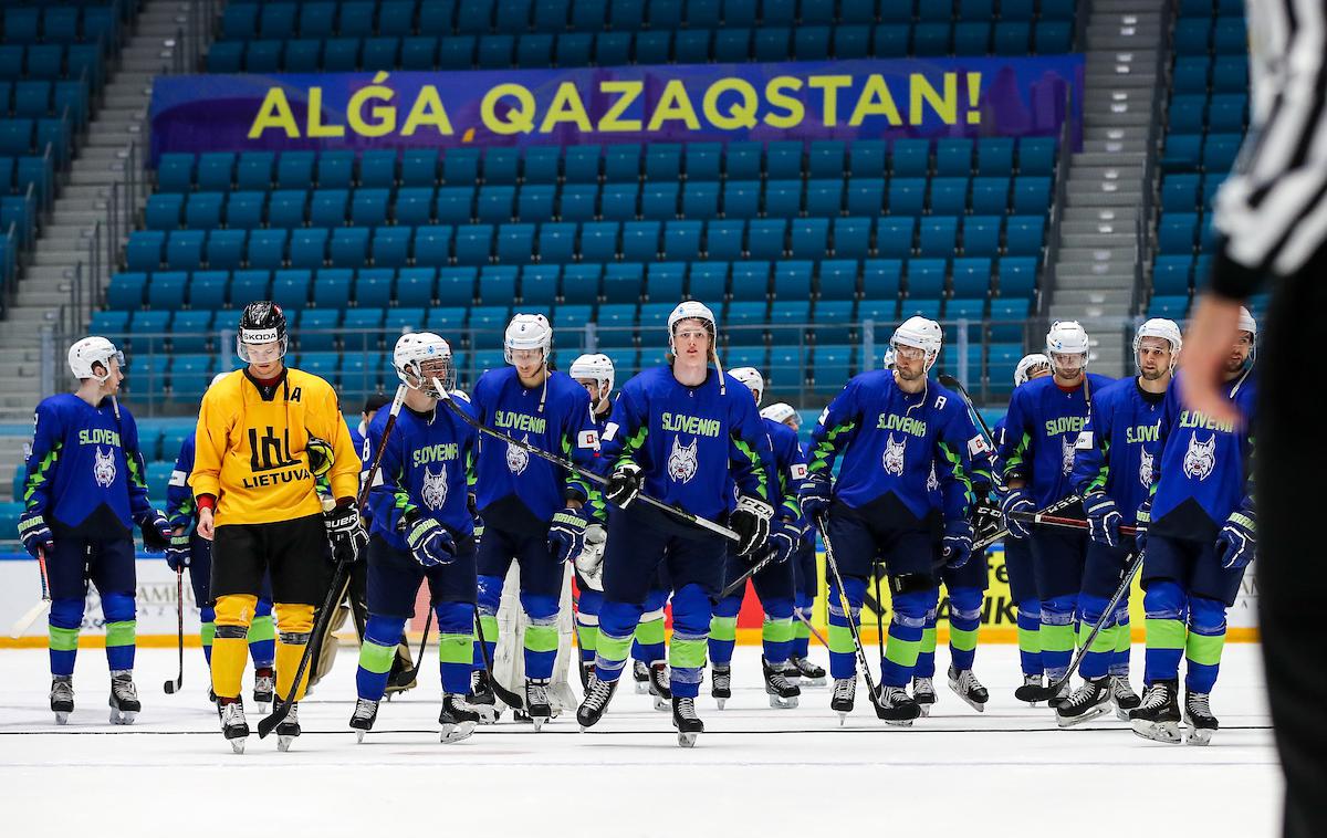 Slovenija Litva svetovno prvenstvo v hokeju 2019 Kazahstan | Slovenski hokejisti so svetovno prvenstvo drugega razreda končali s tremi porazi in dvema zmagama na četrtem mestu. | Foto Matic Klanšek Velej/Sportida