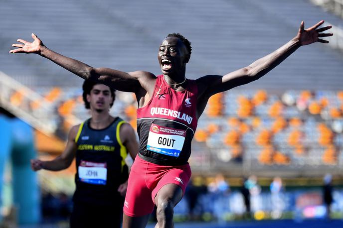 Gout Gout | Gout Gout je na šolskem prvenstvu v Brisbanu v teku na 200 m dosegel čas 20,04 sekunde. | Foto Reuters