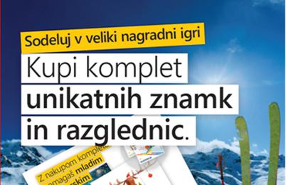 Kupi komplet unikatnih razglednic in znamk – pomagaj mladim smučarjem – sodeluj v veliki nagradni igri