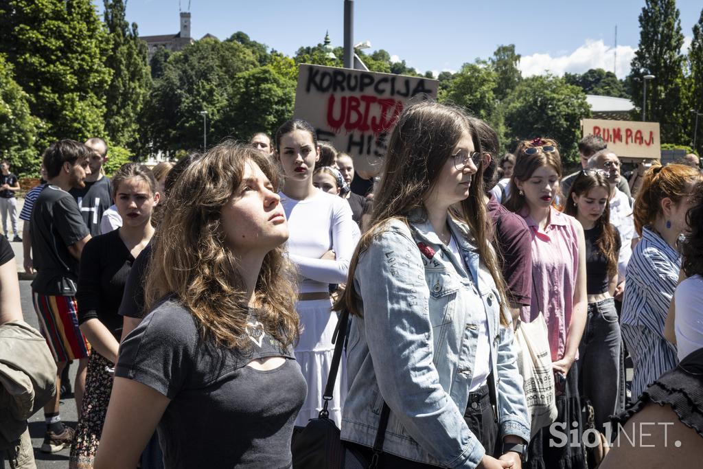 Protest študentov na Aškrčevi.