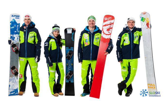 Slovenske barve v alpskih deskarskih preizkušnjah bodo branili Žan Košir, Gloria Kotnik, Rok Marguč in Tim Mastnak. | Foto: Miha Matavž