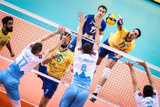 Slovenski odbojkarji so v tekmi za tretje mesto z 1:3 izgubili s favorizirano Brazilijo in končali na četrtem mestu. | Foto: Volleyballworld