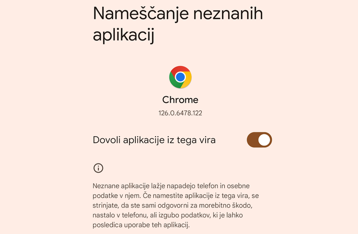 V novejših različicah operacijskega sistema Android lahko dovoljenje za nameščanje aplikacij iz neznanih virov posebej podelimo vsaki relevantni aplikaciji posebej.  | Foto: posnetek zaslona/Marine Traffic