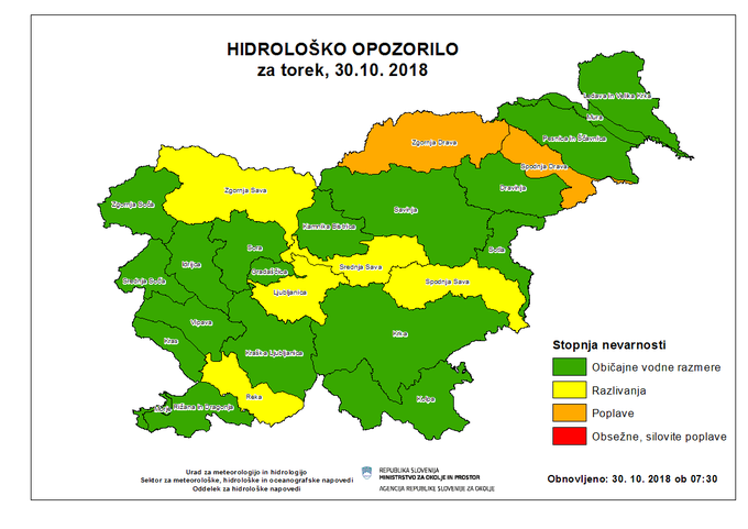 hidrološko opozorilo | Foto: Arso