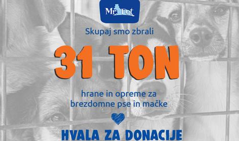 Zbrali kar 31 ton hrane za zapuščene živali!