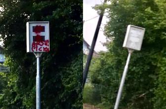 V dveh mesecih že drugič prebarvan radar: policija išče storilce #foto