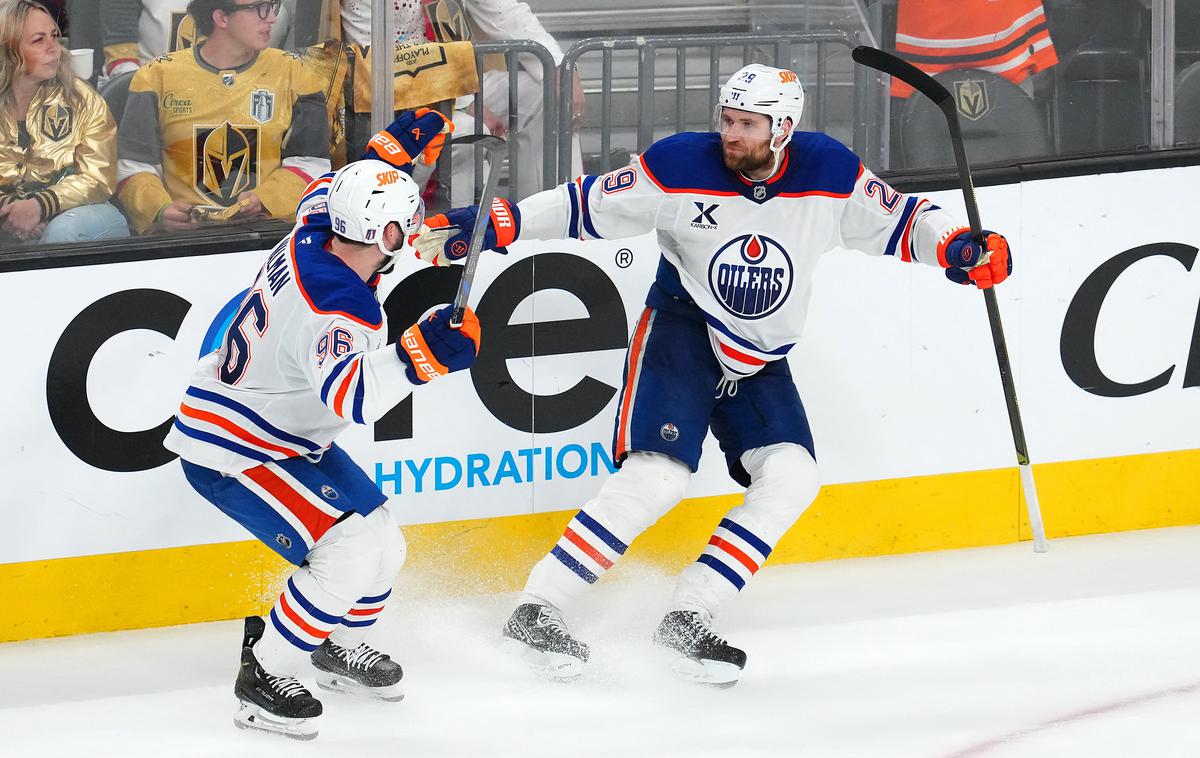Leon Draisaitl | Leon Draisaitl je dosegel zmagoviti zadetek v podaljšku in utišal navijače Vegasa. | Foto Reuters