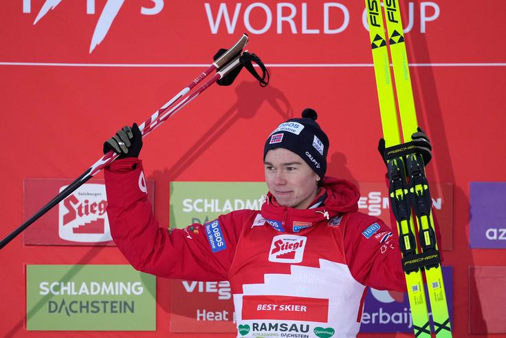 Jens Luraas Oftebro se veseli zmage. | Foto: Guliverimage