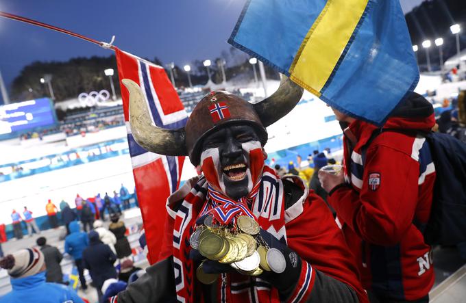 Norveška je na igrah v Pjongčangu osvojila 39 kolajn, od teh po 14 zlatih in srebrnih ter 11 bronastih. S tem je postala rekorderka v osvojenih odličjih na enih igrah, prejšnji rekord ZDA (37 medalj v Vancouvru 2010) je presegla za dve kolajni. | Foto: Reuters