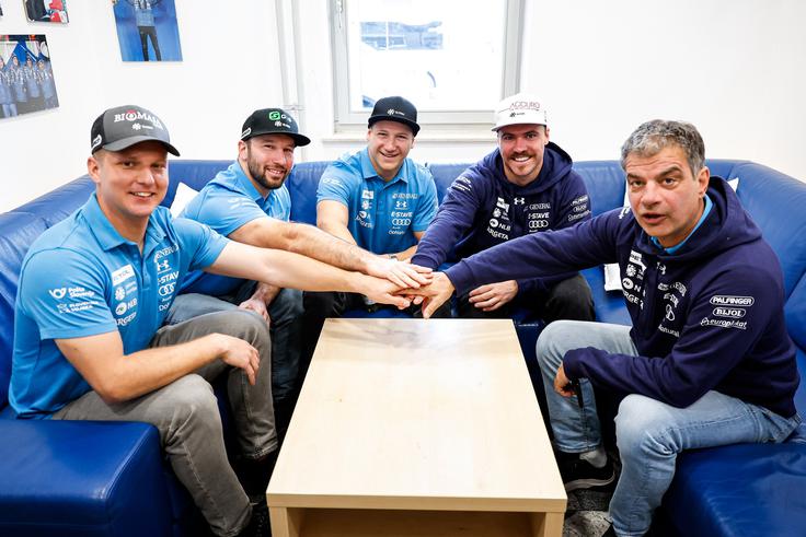 Nejc Naraločnik, Martin Čater, Rok Ažnoh in Miha Hrobat tvorijo slovensko moško ekipo za hitre discipline. Njihov glavni trener je Aleš Brezavšček. | Foto: Aleš Fevžer