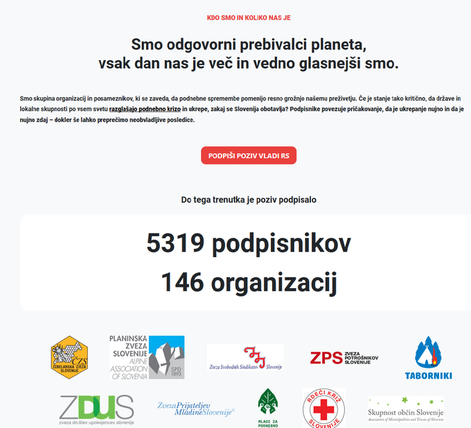 peticija | Foto: Spletna stran: Podnebnakriza.si