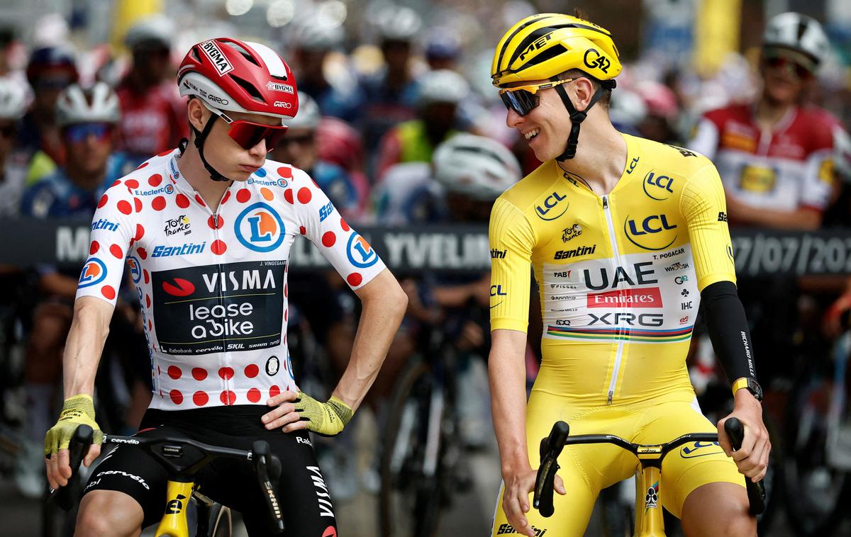 Tadej Pogačar Jonas Vingegaard | "Toliko so nas napadali, da so pregoreli," je taktiko kolesarjev Visme povzel Športni direktor UAE Emirates Joxean Fernandez - Matxin. | Foto Reuters
