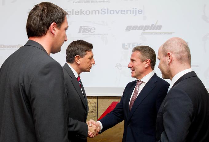V družbi Primoža Kozmusa, predsednika Slovenije Boruta Pahorja in Gregorja Benčine leta 2013. | Foto: Vid Ponikvar