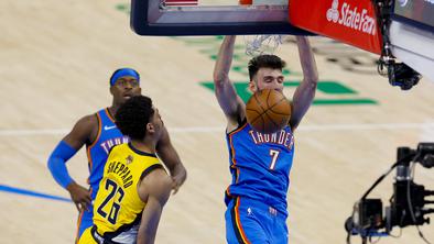 Košarkarji Oklahoma City Thunder vrnili udarec Indiani, Shai podrl rekord #video