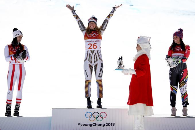Češka deskarka Ester Ledecka je z zmago v superveleslalomu poskrbela za največjo senzacijo letošnjih olimpijskih iger. | Foto: Getty Images