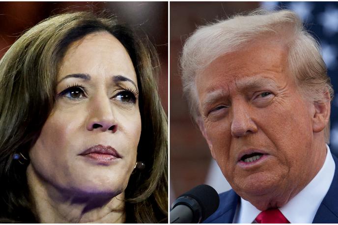 Kamala Harris. Donald Trump. | 5. novembra se bosta Kamala Harris in Donald Trump pomerila za stolček v ovalni pisarni Bele hiše. | Foto Reuters