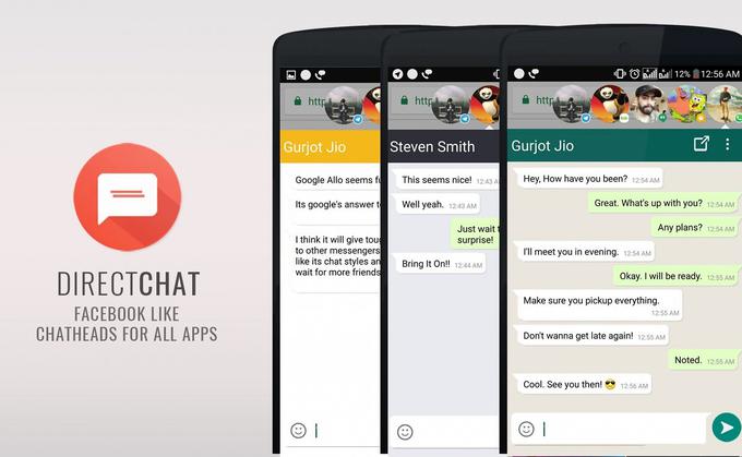 Kdor uporablja aplikacijo za spletno klepetanje Facebook Messenger, zagotovo pozna plavajoče oblačke na zaslonu, ki delujejo kot bližnjice do posameznih pogovorov. DirectChat to funkcionalnost razširi še na druge aplikacije za mobilno komuniciranje, kot sta Skype in WhatsApp, na primer.  | Foto: XDA Developers