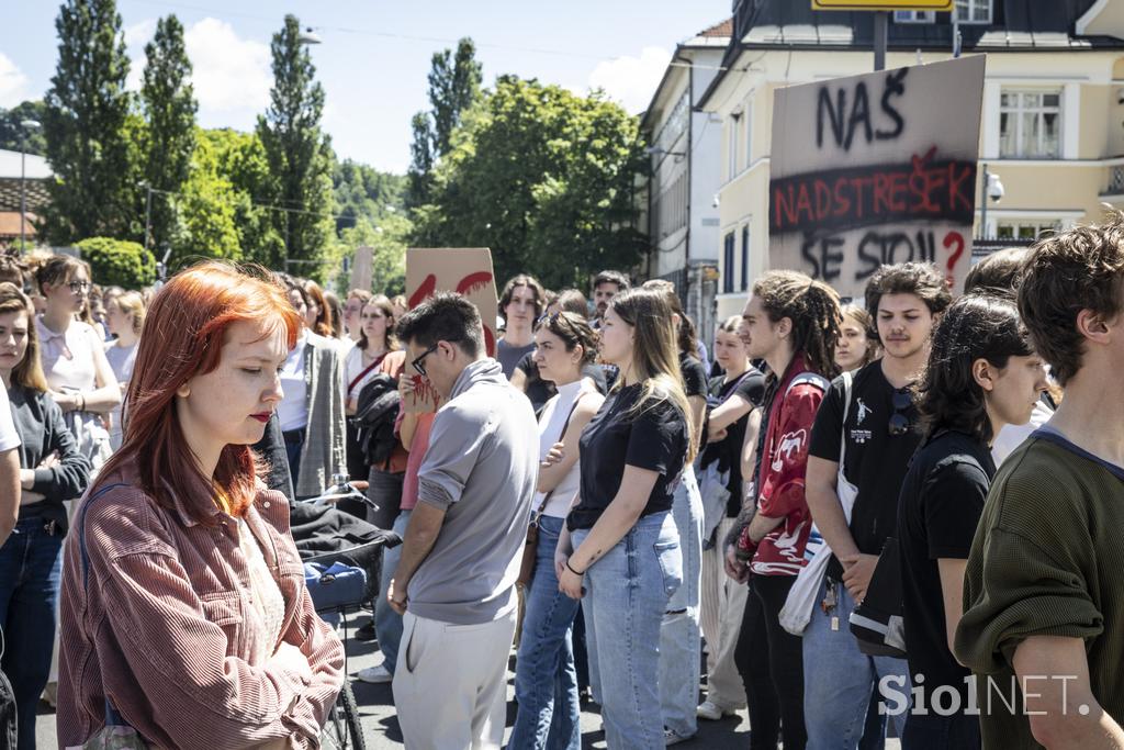 Protest študentov na Aškrčevi.