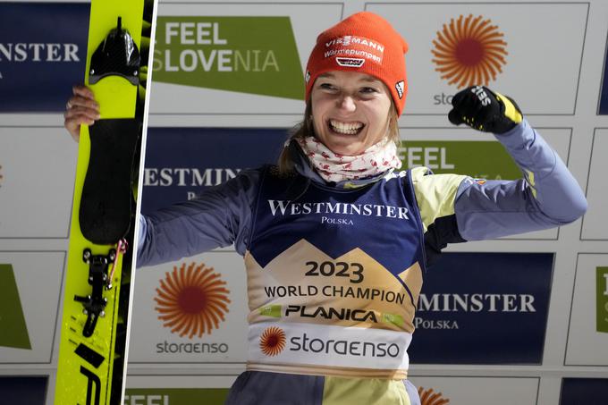 Za Nemkami je odlična sezona, Katharina Althaus, zdaj Schmid, se je na nordijskem prvenstvu v Planici veselila treh naslovov svetovne prvakinje in brona. V svetovnem pokalu je bila druga. | Foto: Guliverimage/Vladimir Fedorenko