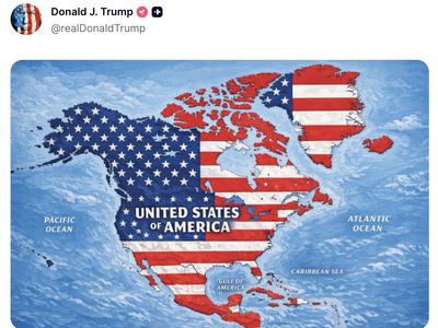 Trump objavil zemljevid ZDA, ki vključuje Kanado, Grenlandijo in Mehiko